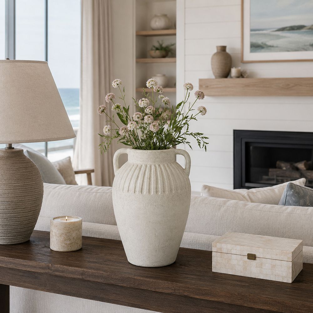 WOODSONHAVEN WHITE VASE 13 (IN)