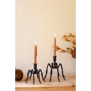 Set of 2 Cast Iron Spider Taper Candleholders 1