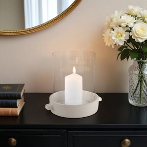 10X10" TERRACOTTA HURRICANE PILLAR HOLDER, WHITE 2