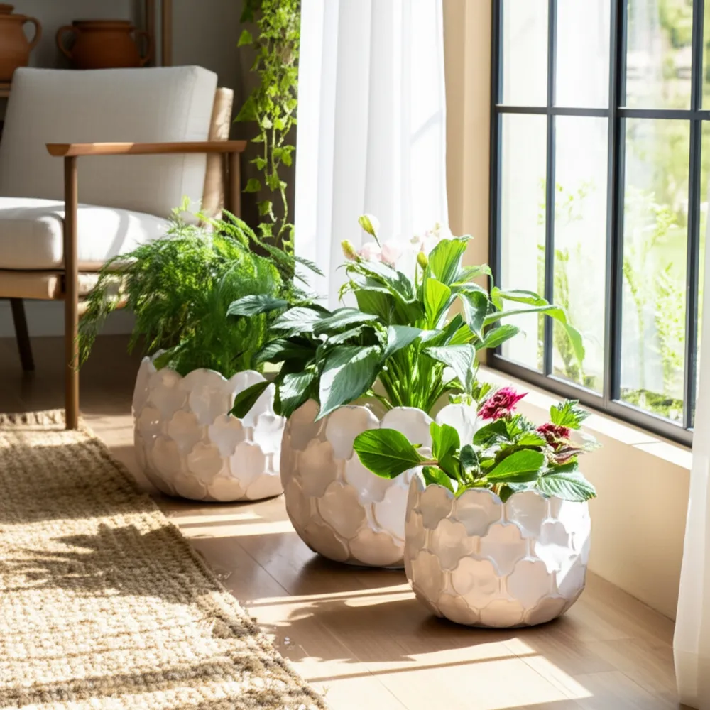HAZENSHAW SET OF 3 WHITE PLANTER 11 (IN)
