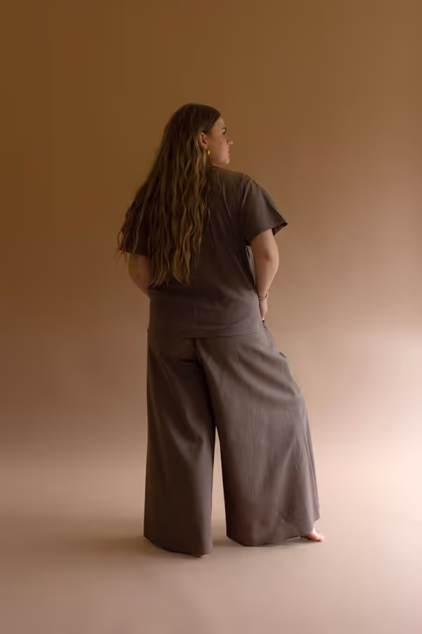 High-Neck Buttondown Short-Sleeve Blouse - Mocha