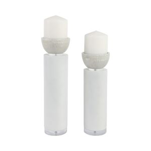 BECKETTWIND SET OF 2 WHITE CANDLE HOLDER 13 (IN) 3