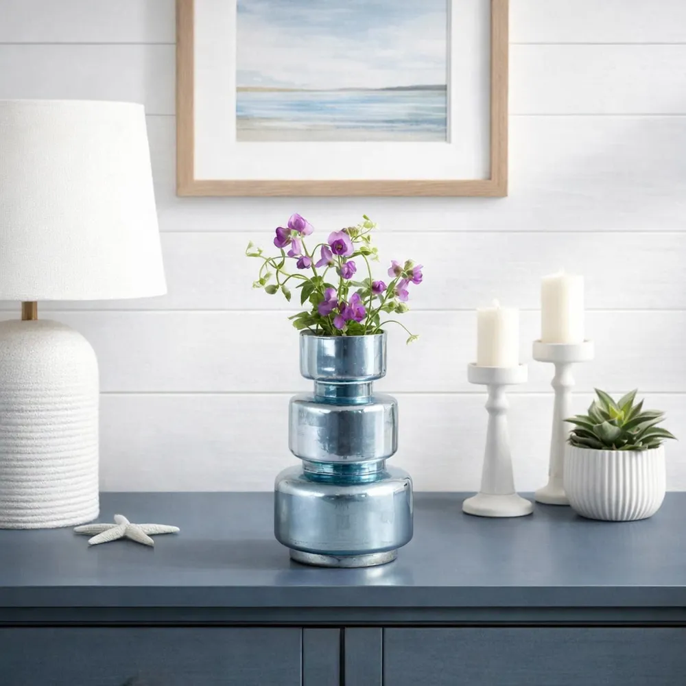 SOLCLIFF BLUE GLASS VASE 10 (IN)