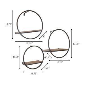 GAIGESTONE SET OF 3 BROWN WALL SHELF 8 (IN) 6