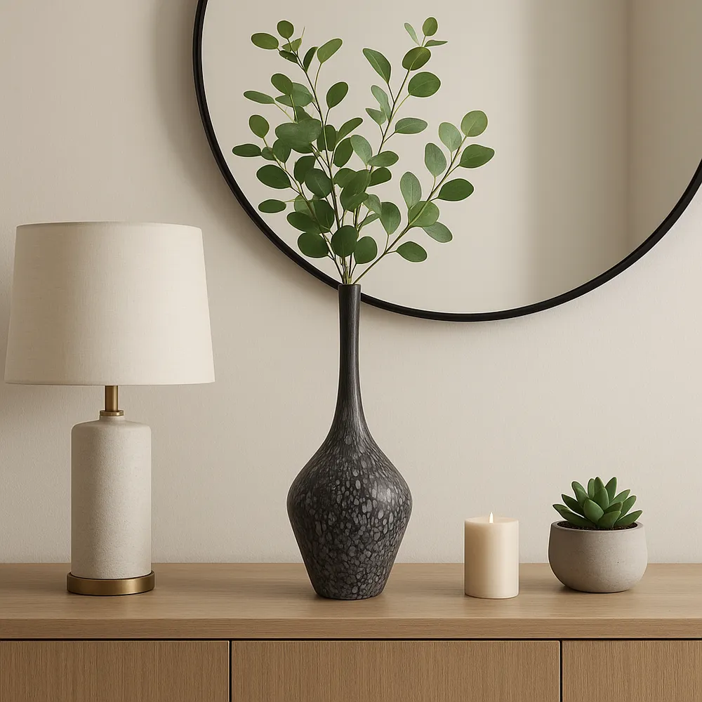 DOUGALROSE GRAY GLASS VASE 21 (IN)