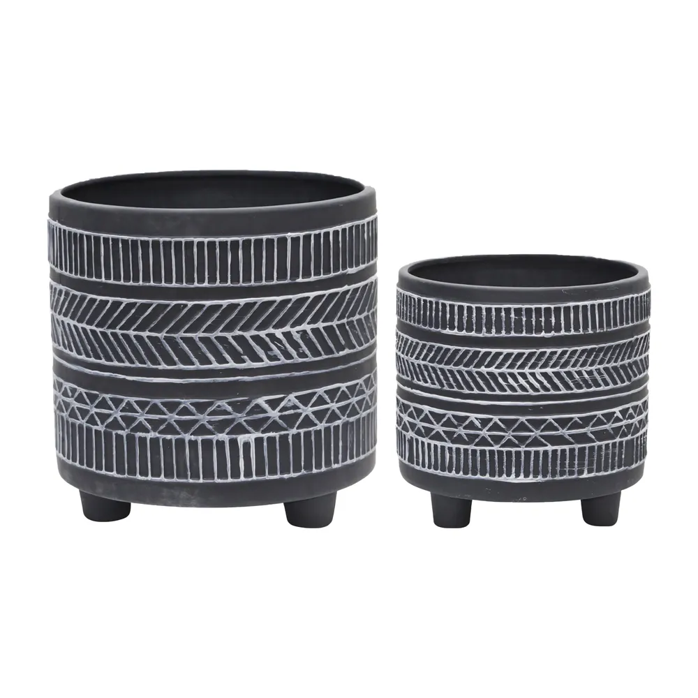 COHENGROVE SET OF 2 BLACK PLANTER 8 (IN)