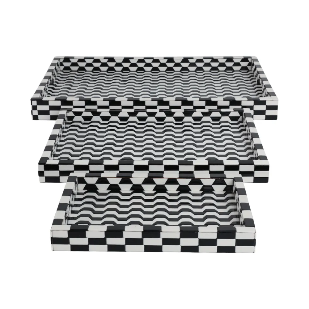 HANKCROSS SET OF 3 BLACK TRAY 2 (IN)