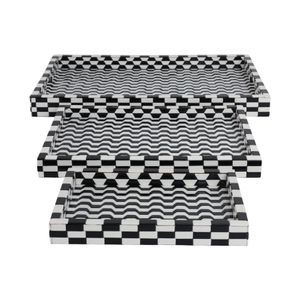 HANKCROSS SET OF 3 BLACK TRAY 2 (IN) 1