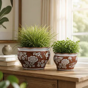 HENLEYDALE SET OF 2 BROWN PLANTER 7 (IN) 11