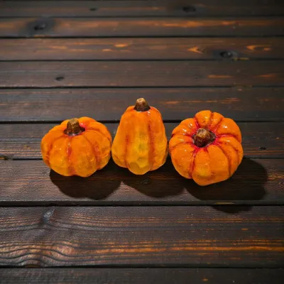 Mini Traditional Pumpkins Set of 3 2x2x2in