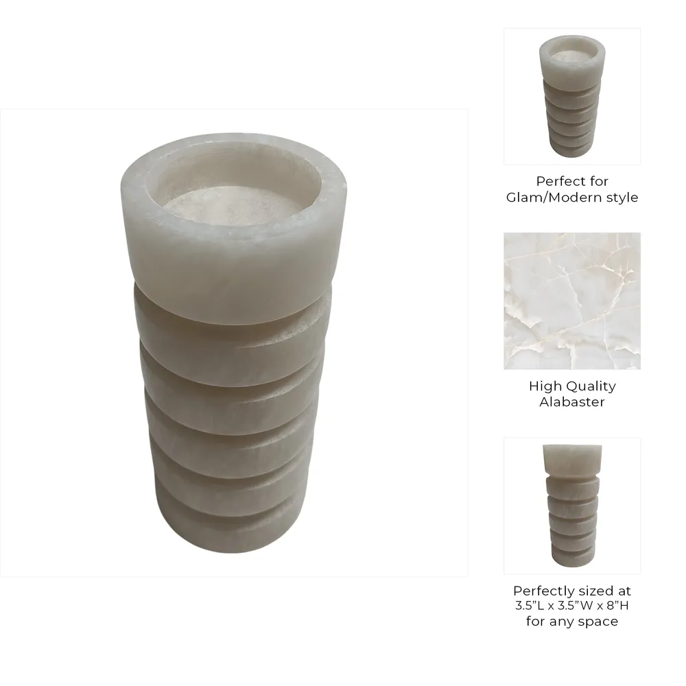 FERRISSIDE WHITE CANDLE HOLDER 8 (IN)