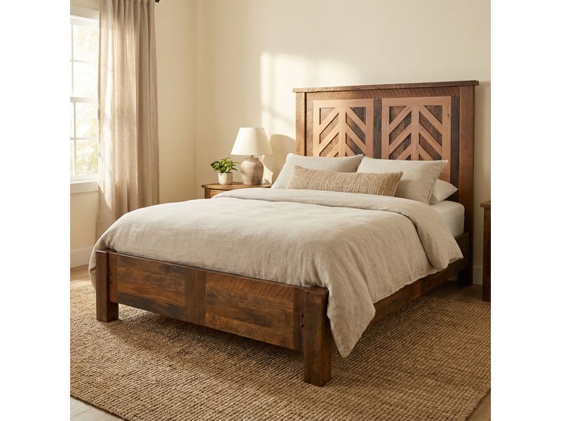 Colonial Barnwood Roanoke Bed with Rail System - Cal King 1