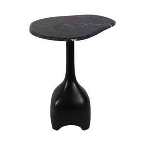 21" CURVED TOP MARBLE ACCENT TABLE, BLK 5