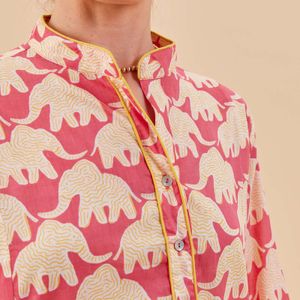 Elephants Pink Cotton Night Shirt 10