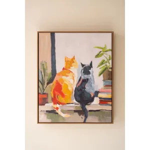 Framed Two Cats Painting 6
