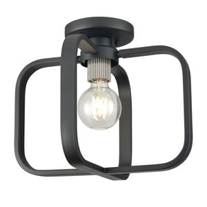 Dylan 13'' Wide 1-Light Flush Mount - Matte Black with Nickel Sockets 1