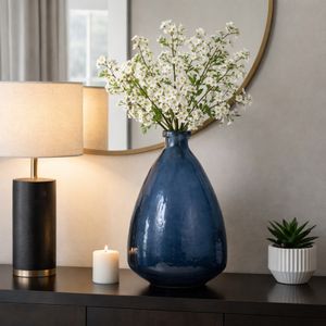 SUTTONWORTH BLUE GLASS VASE 19 (IN) 12