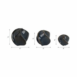 DUFFYROSE SET OF 3 BLUE ORBS 6 (IN) 8