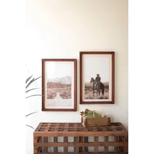 Set of 2 Framed Cowboy & Horse with Desert Scene Photography Prints under Glass 2