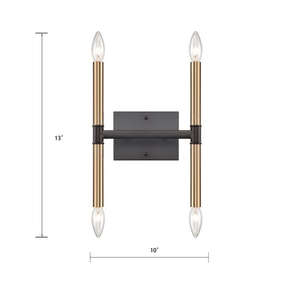 Notre Dame 13'' High 4-Light Wall Sconce - Oil Rubbed Bronze and Gold