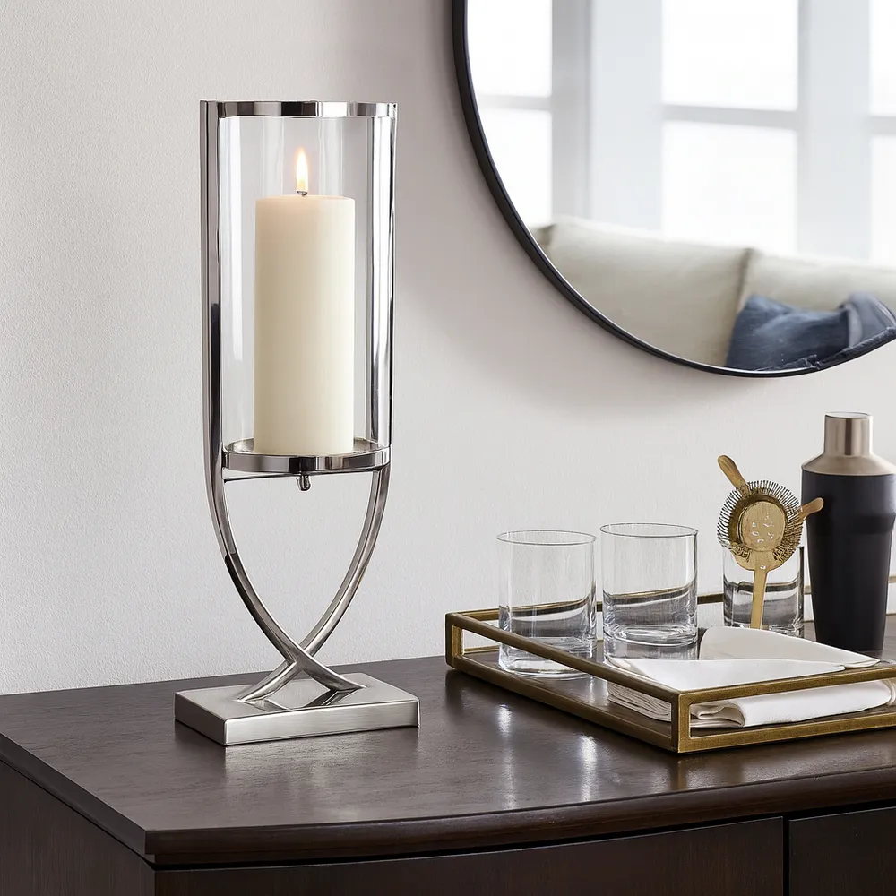 OLIVERHAVEN SILVER CANDLE HOLDER 23 (IN)
