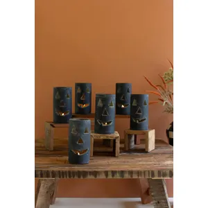 Tall Black Clay Jack-O-Lantern 1
