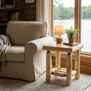 Cedar Log Open End Table - Natural