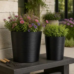 SKYEMOOR SET OF 2 BLACK PLANTER 21 (IN) 10