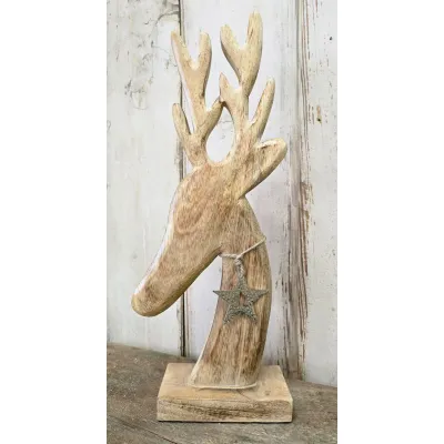 Natural Standing Deer Head 8x19in