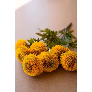 Bundle of 7 Artificial Mustard Ball Dahlias 7