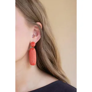 Fabricwrapped Earrings / Coral 4