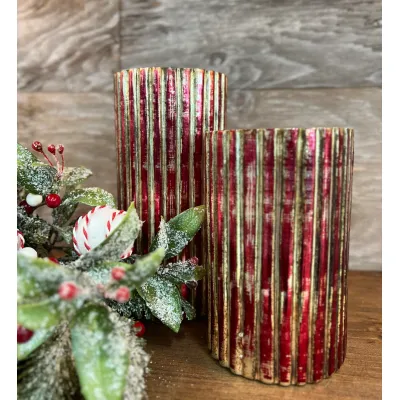 Large Candy Striped Glass Vase 4x8in