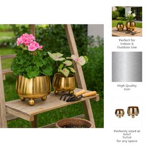 ALBAFIELD SET OF 2 GOLD PLANTER 9 (IN) 8