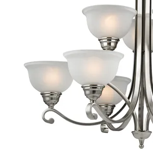 Hamilton 36'' Wide 9-Light Chandelier - Brushed Nickel with White Glass 4
