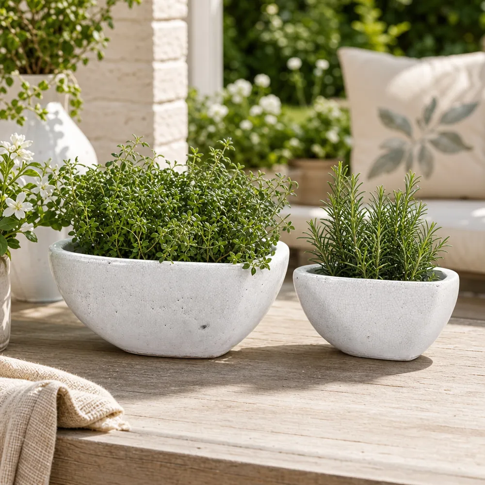 DEVONCLIFF SET OF 2 WHITE PLANTER 4 (IN)