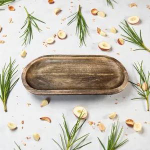 Dark Wood Oval Tray 18x8x1in 1