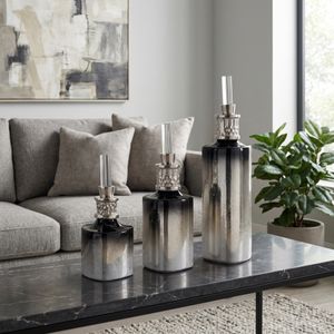 HOUSTONCROSS SET OF 3 SILVER GLASS VASES 17 (IN) 11