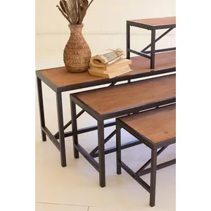Set of 4 Metal and Wood Display Risers 3