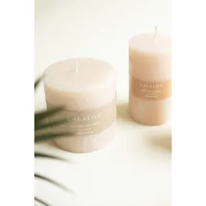 Large Rustic Pillar Candle / Linen 3