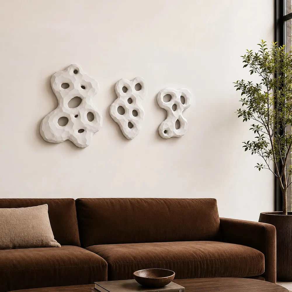FALLONLEY SET OF 3 WHITE WALL SCULPTURES 14 (IN)