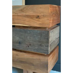 Recycled Acacia Wood Console Table with Two Drawers 3