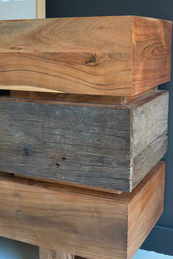 Recycled Acacia Wood Console Table with Two Drawers