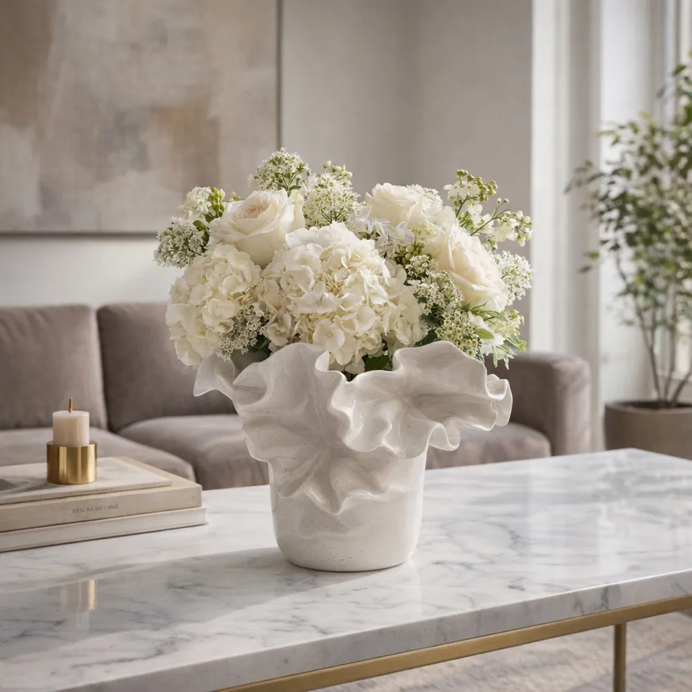 ALDERPORT WHITE VASE 7 (IN)