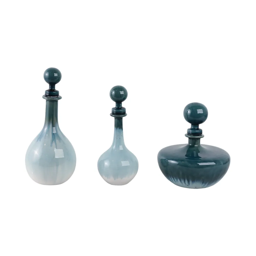 HOLDENCLIFF SET OF 3 BLUE VASES 14 (IN)