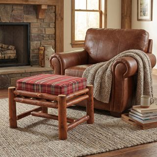 Hickory Log Ottoman - Upgrade- Fabric TBD
