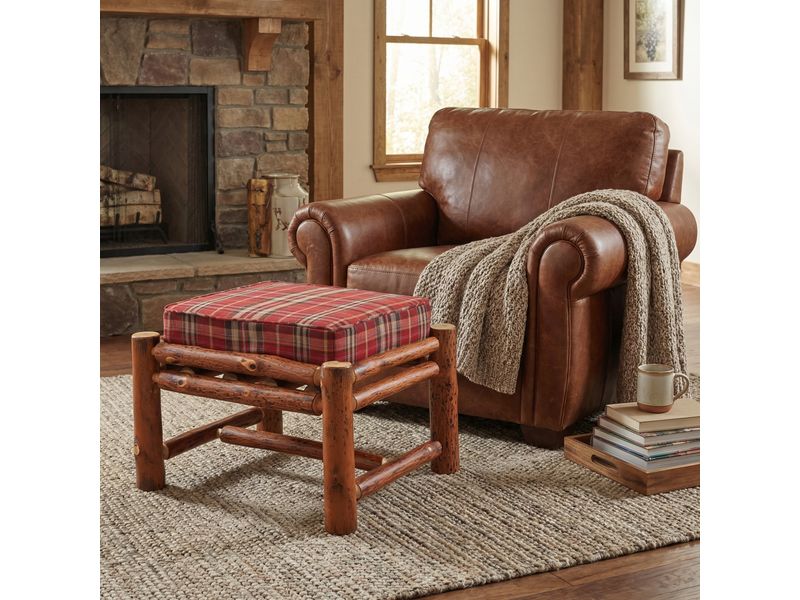 Hickory Log Ottoman - Upgrade- Fabric TBD 1