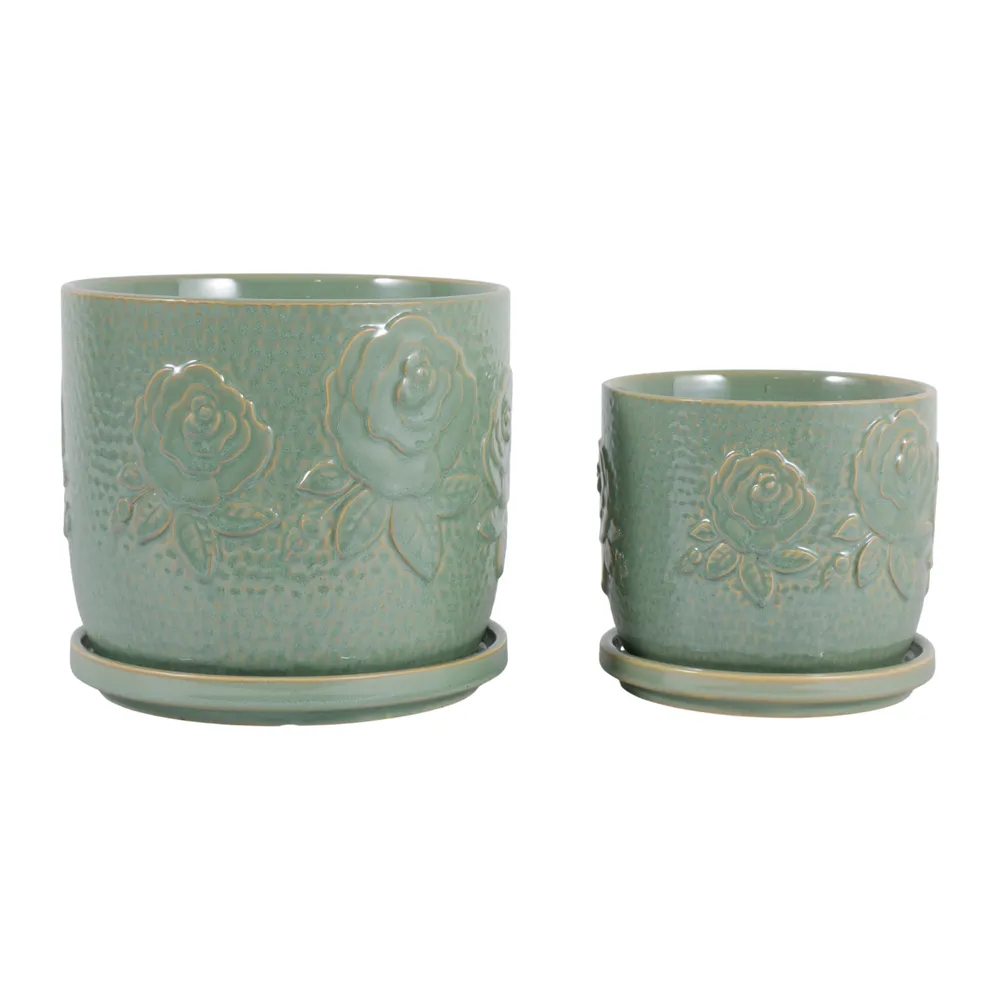 HOBARTGATE SET OF 2 GREEN PLANTER 7 (IN)