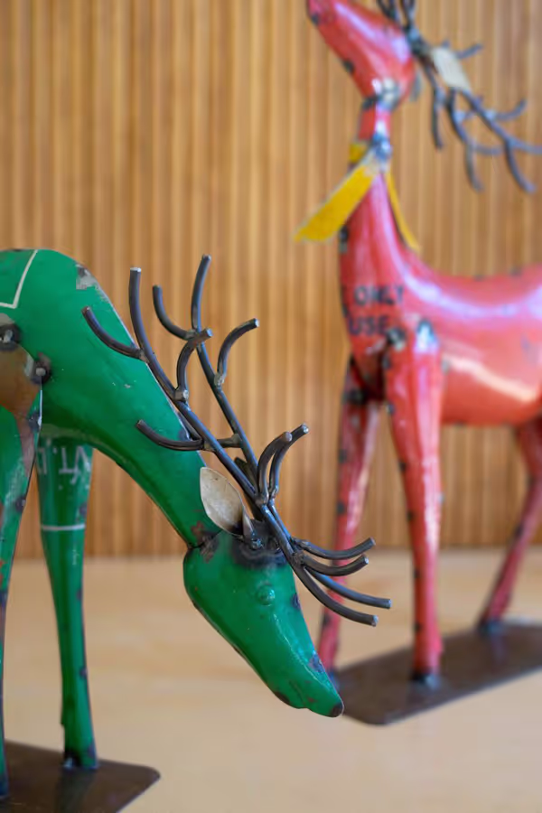 Set of 2 Recycled Metal Deer