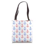 LARGE TOTE W WOVEN HANDLE - WATERCOLOR ANCHORS 1