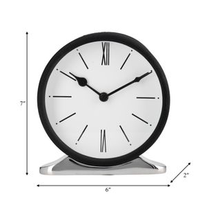 METAL,7"H,CANDID TABLE CLOCK,WHITE/BLACK 9